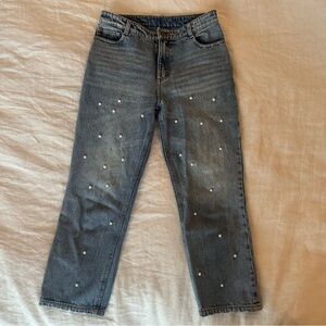 Front Row Shop Crop Jeans with Pearls